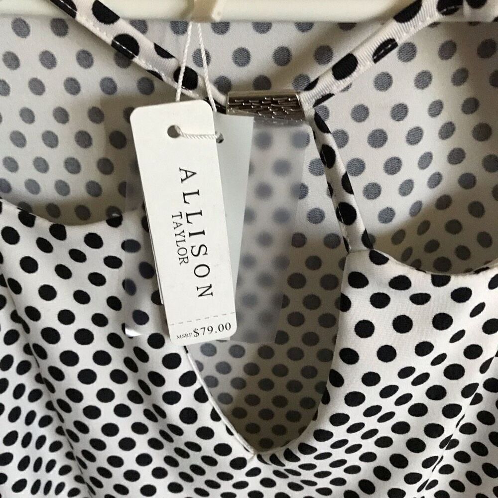 Allison Taylor size 1X white black polka dot 3/4 sleeve New with tags - Picture 4 of 4